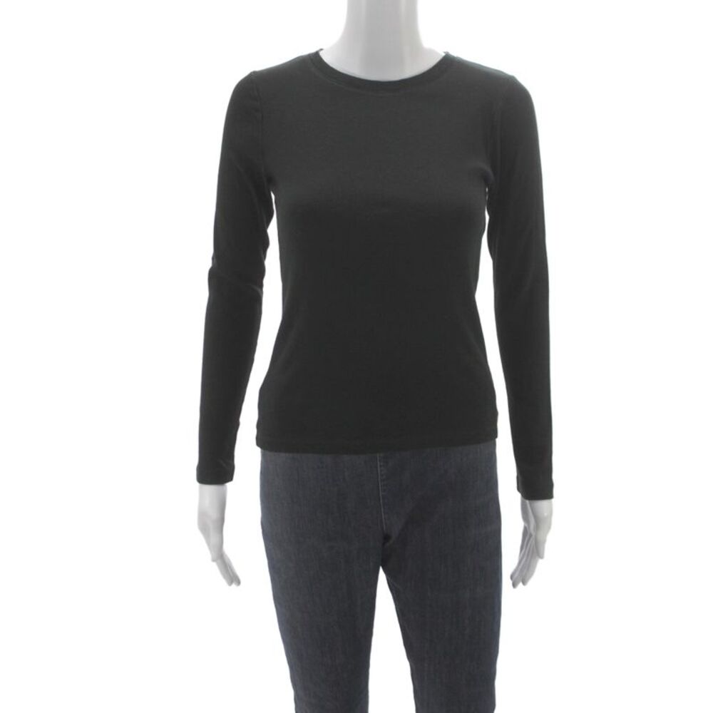 Club Monaco Womens Ribbed Black Crew Pullover Size Petite S